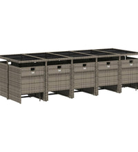 15-tlg. Garten-Essgruppe mit Kissen Grau Poly Rattan