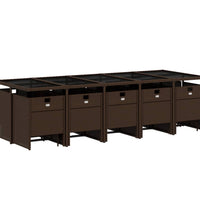 15-tlg. Garten-Essgruppe mit Kissen Braun Poly Rattan