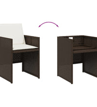 15-tlg. Garten-Essgruppe mit Kissen Braun Poly Rattan