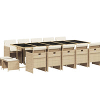 15-tlg. Garten-Essgruppe mit Kissen Beige Poly Rattan