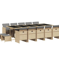15-tlg. Garten-Essgruppe mit Kissen Beigemischung Poly Rattan