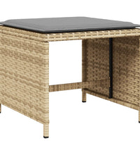 15-tlg. Garten-Essgruppe mit Kissen Beigemischung Poly Rattan