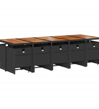 15-tlg. Garten-Essgruppe mit Kissen Schwarz Poly Rattan