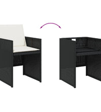 15-tlg. Garten-Essgruppe mit Kissen Schwarz Poly Rattan