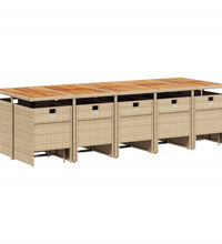15-tlg. Garten-Essgruppe mit Kissen Beige Poly Rattan