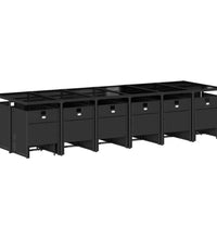 17-tlg. Garten-Essgruppe mit Kissen Schwarz Poly Rattan