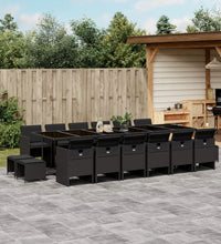 17-tlg. Garten-Essgruppe mit Kissen Schwarz Poly Rattan