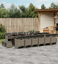 17-tlg. Garten-Essgruppe mit Kissen Grau Poly Rattan