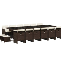 17-tlg. Garten-Essgruppe mit Kissen Braun Poly Rattan