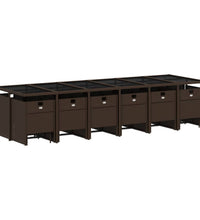 17-tlg. Garten-Essgruppe mit Kissen Braun Poly Rattan