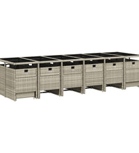 17-tlg. Garten-Essgruppe mit Kissen Hellgrau Poly Rattan