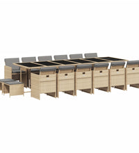 17-tlg. Garten-Essgruppe mit Kissen Beigemischung Poly Rattan