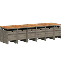 17-tlg. Garten-Essgruppe mit Kissen Grau Poly Rattan