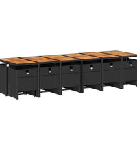 17-tlg. Garten-Essgruppe mit Kissen Schwarz Poly Rattan