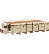 17-tlg. Garten-Essgruppe mit Kissen Beige Poly Rattan