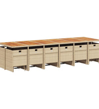 17-tlg. Garten-Essgruppe mit Kissen Beige Poly Rattan