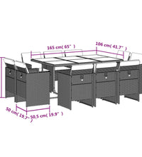 11-tlg. Garten-Essgruppe mit Kissen Schwarz Poly Rattan