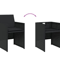11-tlg. Garten-Essgruppe mit Kissen Schwarz Poly Rattan