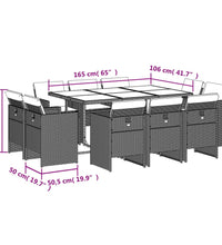 11-tlg. Garten-Essgruppe mit Kissen Braun Poly Rattan