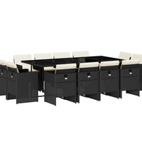 13-tlg. Garten-Essgruppe mit Kissen Schwarz Poly Rattan