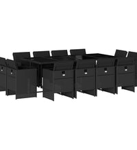 13-tlg. Garten-Essgruppe mit Kissen Schwarz Poly Rattan