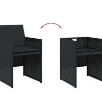 13-tlg. Garten-Essgruppe mit Kissen Schwarz Poly Rattan