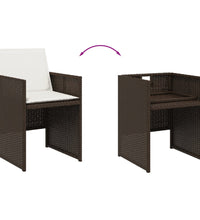 13-tlg. Garten-Essgruppe mit Kissen Braun Poly Rattan