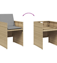13-tlg. Garten-Essgruppe mit Kissen Beigemischung Poly Rattan