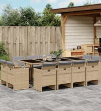 13-tlg. Garten-Essgruppe mit Kissen Beigemischung Poly Rattan