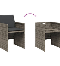 13-tlg. Garten-Essgruppe mit Kissen Grau Poly Rattan