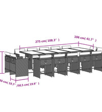 15-tlg. Garten-Essgruppe mit Kissen Schwarz Poly Rattan