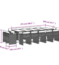 15-tlg. Garten-Essgruppe mit Kissen Hellgrau Poly Rattan