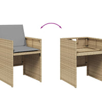 15-tlg. Garten-Essgruppe mit Kissen Beigemischung Poly Rattan