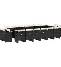 17-tlg. Garten-Essgruppe mit Kissen Schwarz Poly Rattan