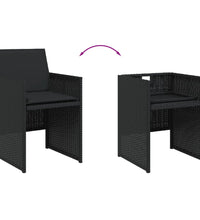 17-tlg. Garten-Essgruppe mit Kissen Schwarz Poly Rattan