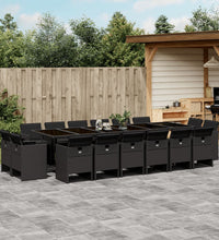 17-tlg. Garten-Essgruppe mit Kissen Schwarz Poly Rattan