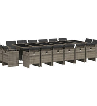 17-tlg. Garten-Essgruppe mit Kissen Grau Poly Rattan