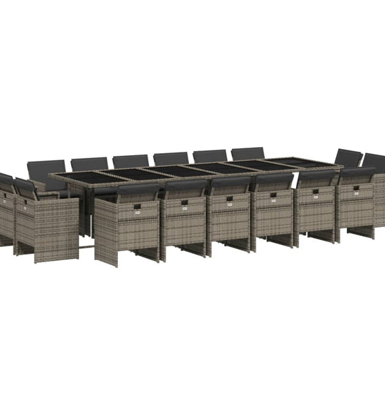 17-tlg. Garten-Essgruppe mit Kissen Grau Poly Rattan