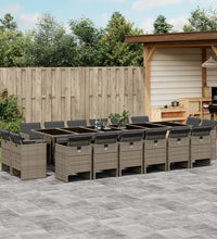 17-tlg. Garten-Essgruppe mit Kissen Grau Poly Rattan