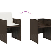 17-tlg. Garten-Essgruppe mit Kissen Braun Poly Rattan