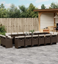 17-tlg. Garten-Essgruppe mit Kissen Braun Poly Rattan