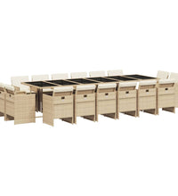 17-tlg. Garten-Essgruppe mit Kissen Beige Poly Rattan