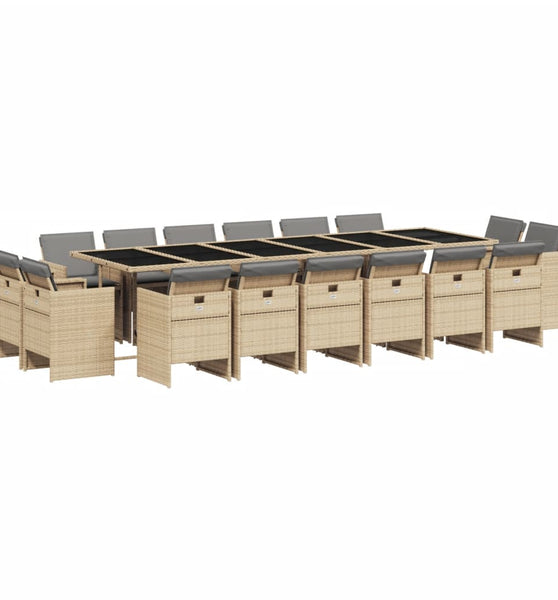 17-tlg. Garten-Essgruppe mit Kissen Beigemischung Poly Rattan