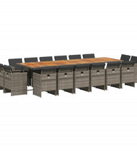 17-tlg. Garten-Essgruppe mit Kissen Grau Poly Rattan