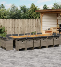 17-tlg. Garten-Essgruppe mit Kissen Grau Poly Rattan