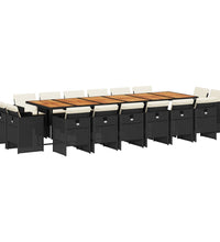 17-tlg. Garten-Essgruppe mit Kissen Schwarz Poly Rattan