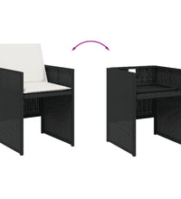 17-tlg. Garten-Essgruppe mit Kissen Schwarz Poly Rattan