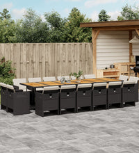 17-tlg. Garten-Essgruppe mit Kissen Schwarz Poly Rattan