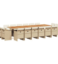 17-tlg. Garten-Essgruppe mit Kissen Beige Poly Rattan