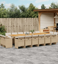 17-tlg. Garten-Essgruppe mit Kissen Beige Poly Rattan